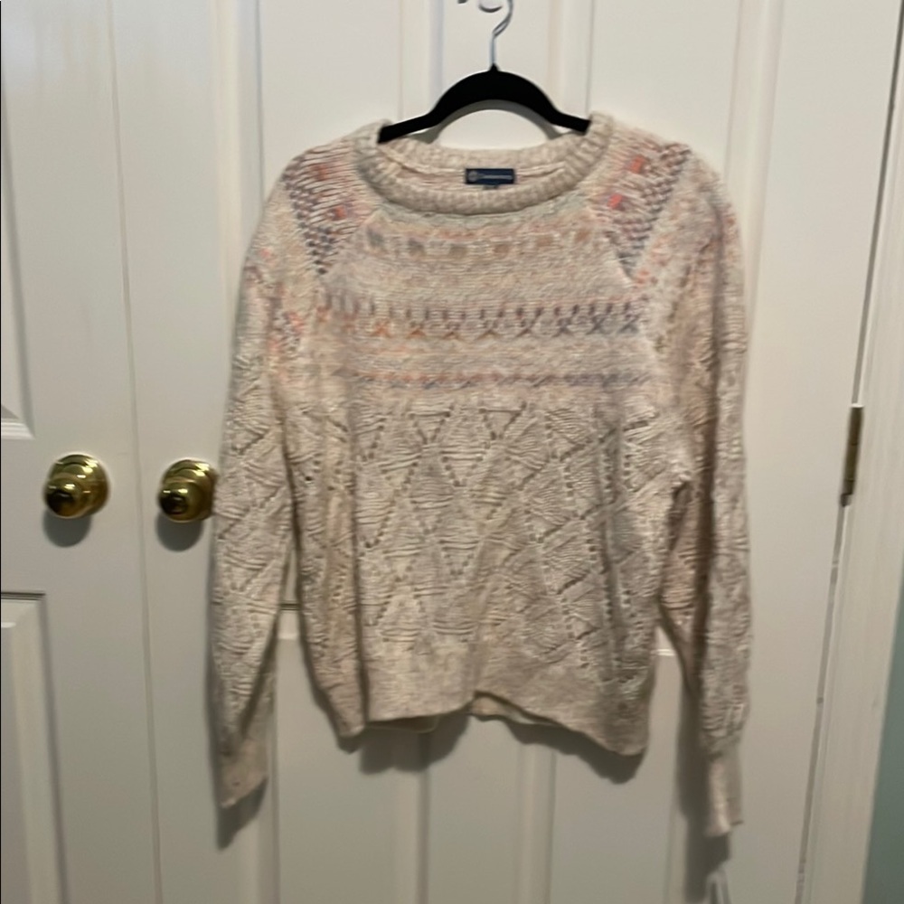 Democracy Cream Knit Sweater with Nordic Design